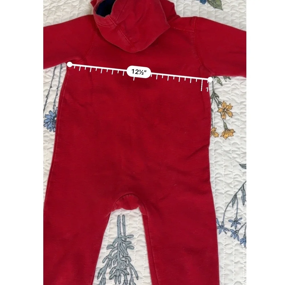 OshKosh Zip Up Hoodie 24M Red Logo Patch Cotton Blend Fleece